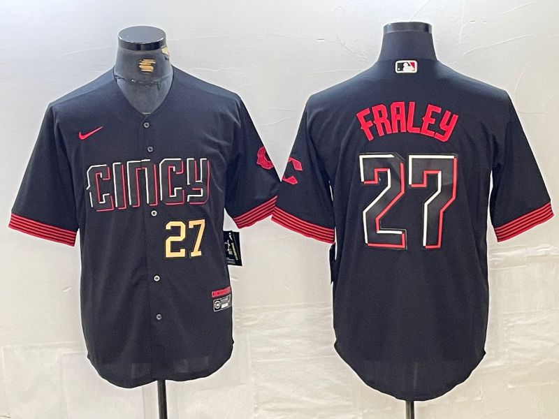 Men Cincinnati Reds #27 Fraley Black City Edition Nike 2024 MLB Jersey style 2->cincinnati reds->MLB Jersey